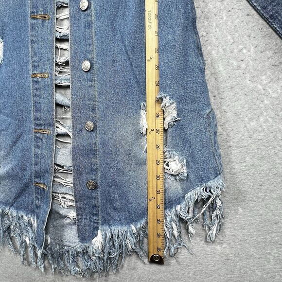 Azalea Wang Jacket Distressed Denim Women’s Large Long Stylish - Picture 8 of 12